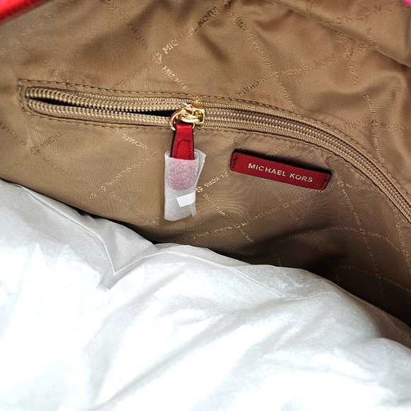 Michael Kors RED Leather Tote Bag Purse - Picture 11 of 11